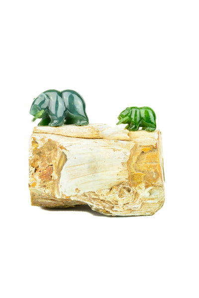Double Bear on Petrified Wood