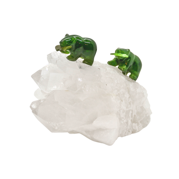 Double Bear on Clear Quartz