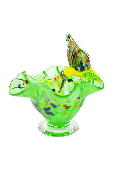 Flutted Bowl with Hummingbird