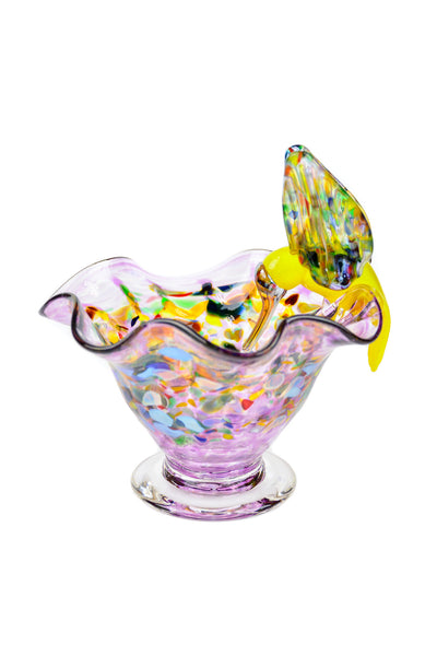 Flutted Bowl with Hummingbird