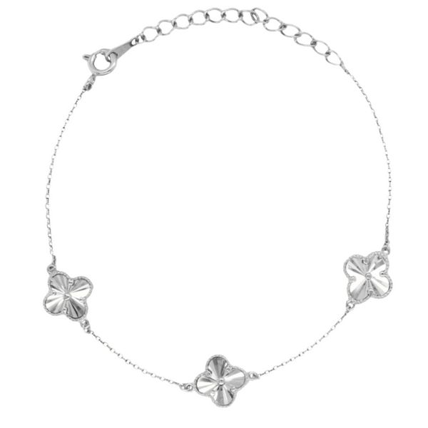 3 Flower Diamond Cut Bracelet