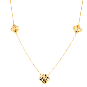 3 Flower Diamond Cut Necklace