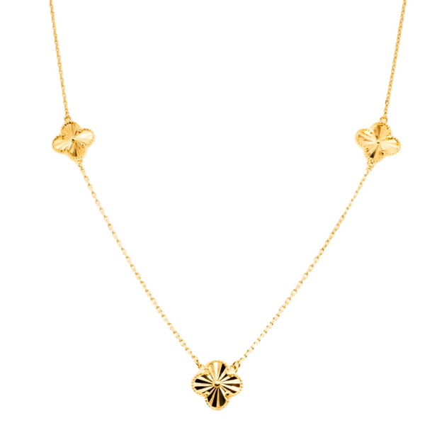 3 Flower Diamond Cut Necklace