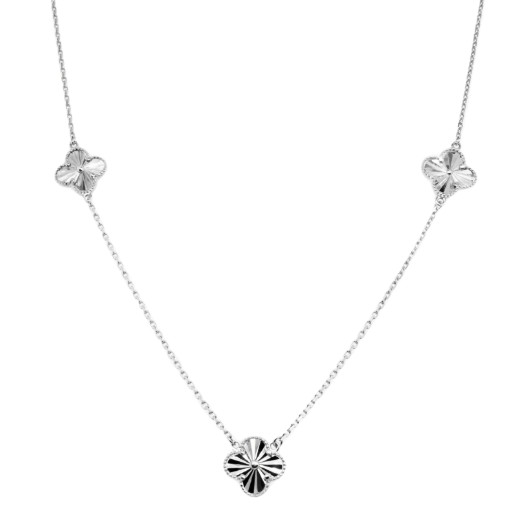 3 Flower Diamond Cut Necklace