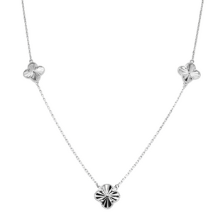 3 Flower Diamond Cut Necklace