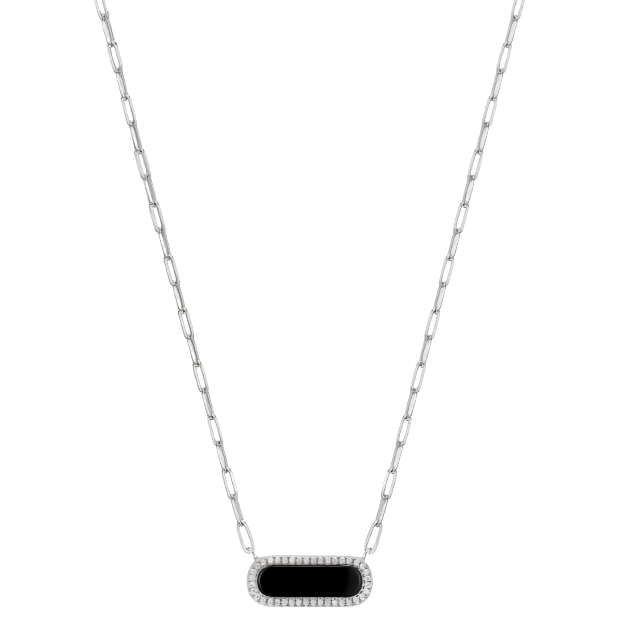 Paperclip Black Agate Necklace