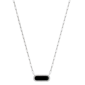 Paperclip Black Agate Necklace