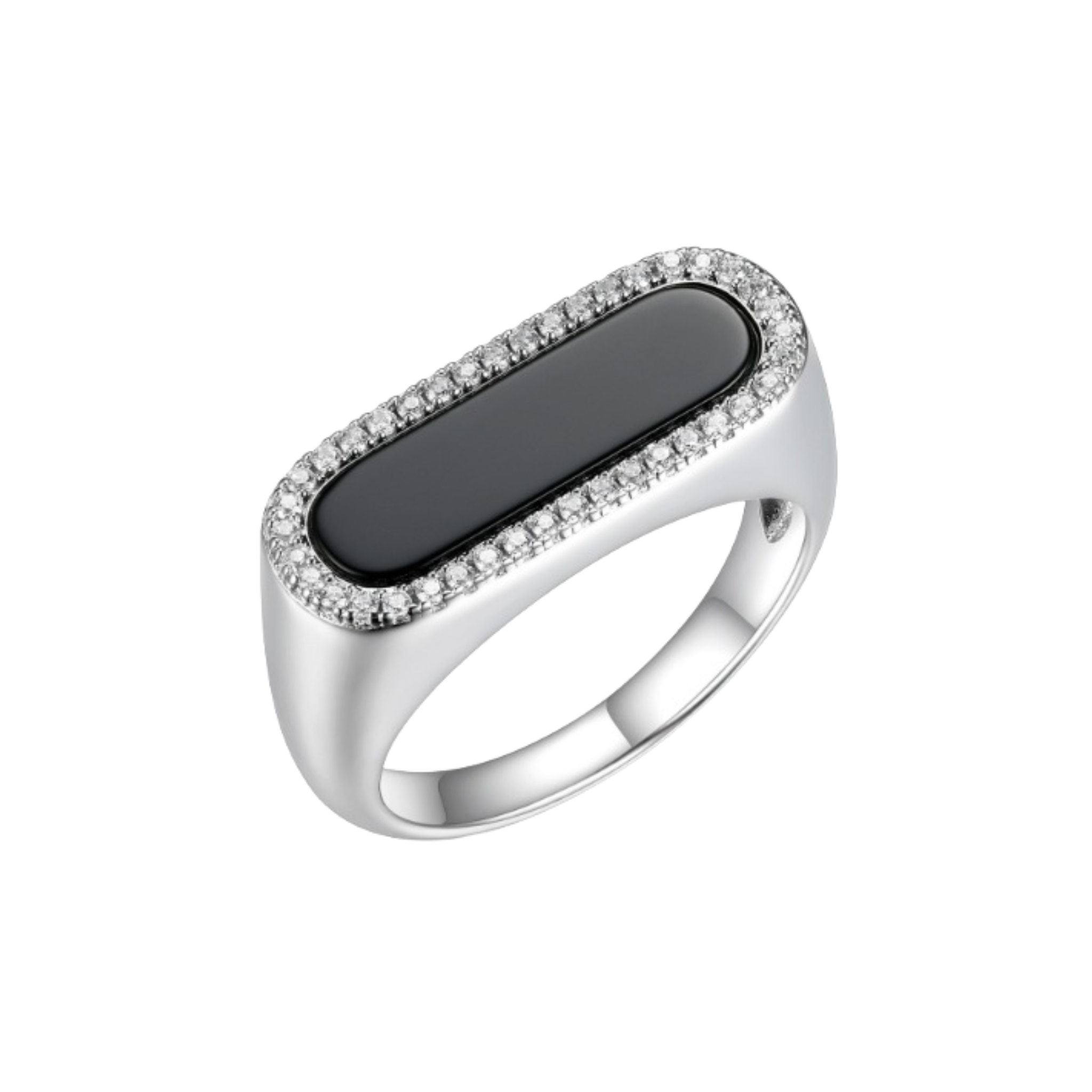 Paperclip Black Agate Ring
