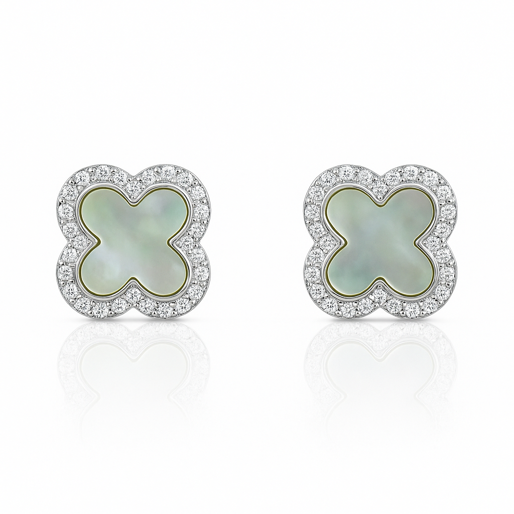 Mother of Pearl Clover Stud Earrings
