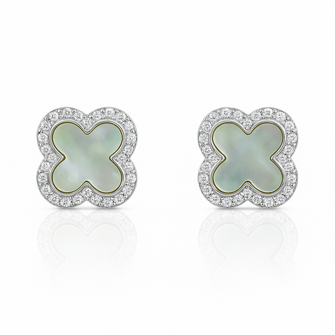 Mother of Pearl Clover Stud Earrings