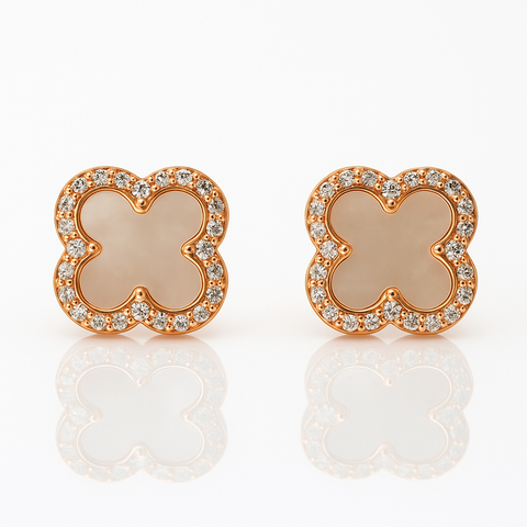 Mother of Pearl Clover Stud Earrings