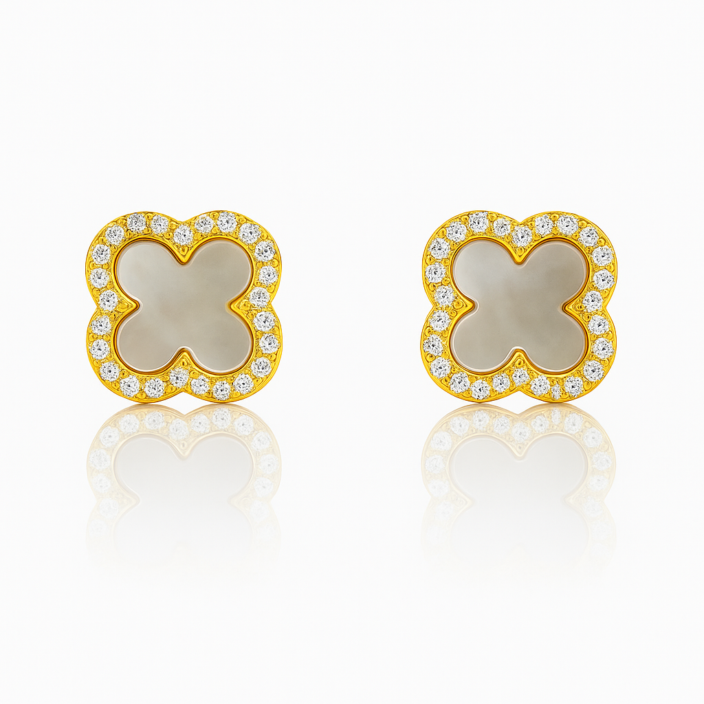 Mother of Pearl Clover Stud Earrings