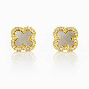 Mother of Pearl Clover Stud Earrings