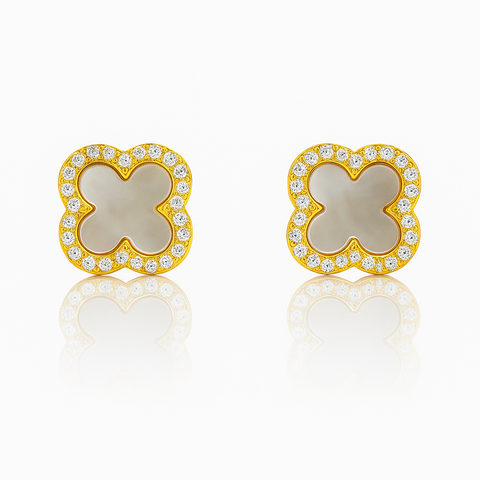 Mother of Pearl Clover Stud Earrings