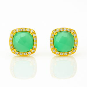 Chalcedony Square Stud Earrings