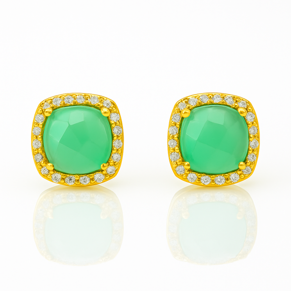 Chalcedony Square Stud Earrings