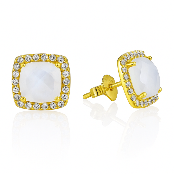 Moonstone Square Stud Earrings