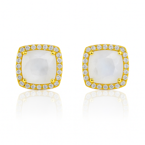 Moonstone Square Stud Earrings