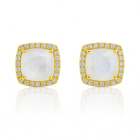 Moonstone Square Stud Earrings