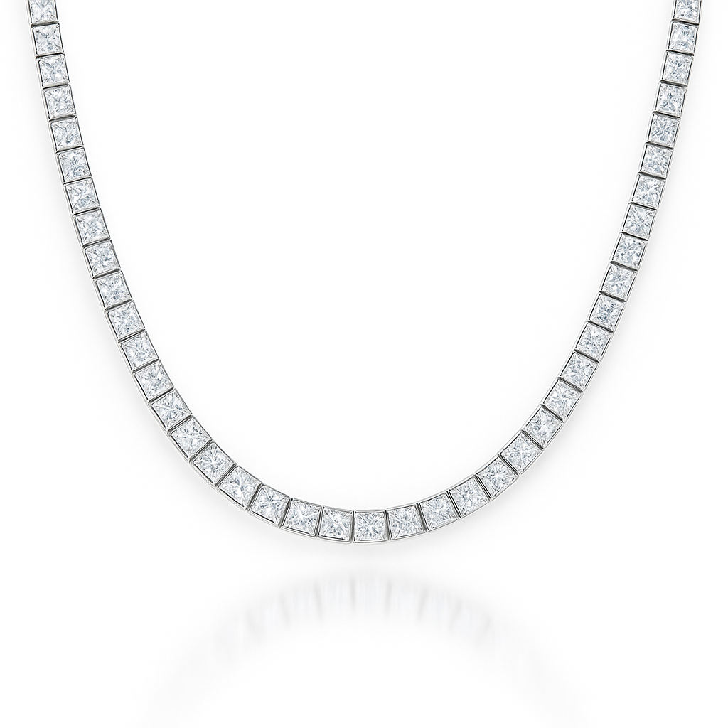 Princess Cut Tennis Necklace