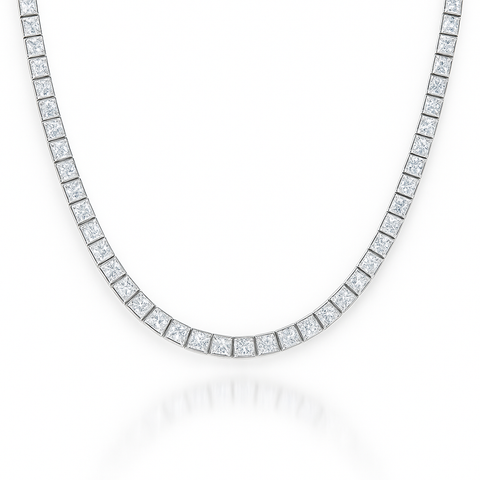 Princess Cut Tennis Necklace