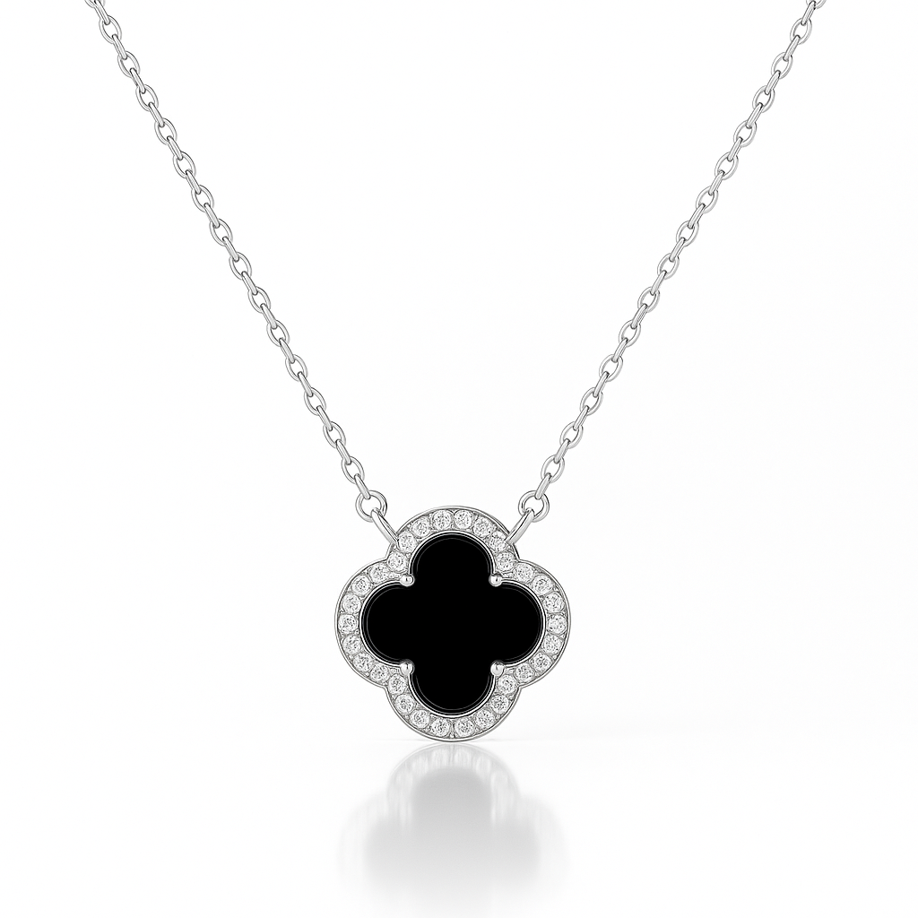 Black Onyx Clover Necklace