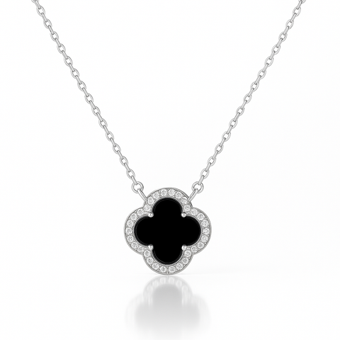 Black Onyx Clover Necklace
