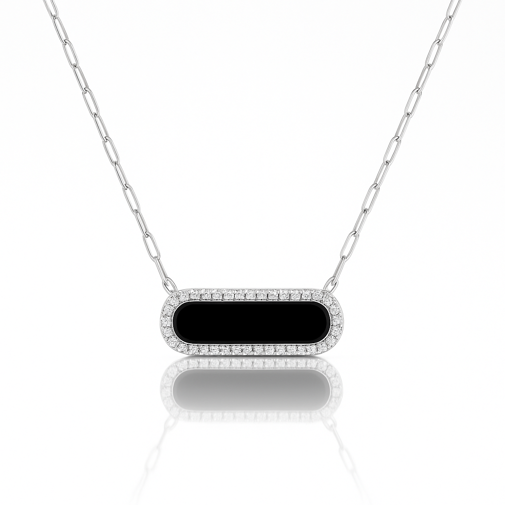 Paperclip Black Agate Necklace