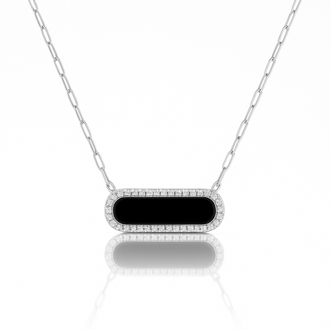 Paperclip Black Agate Necklace