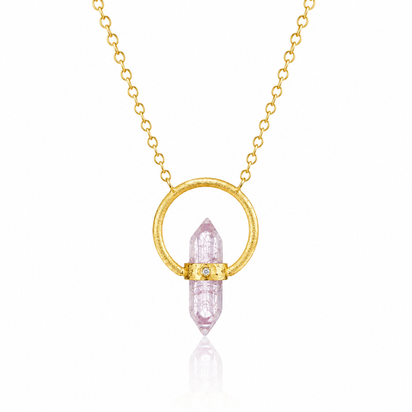 Tourmaline Halo Necklace with Diamond