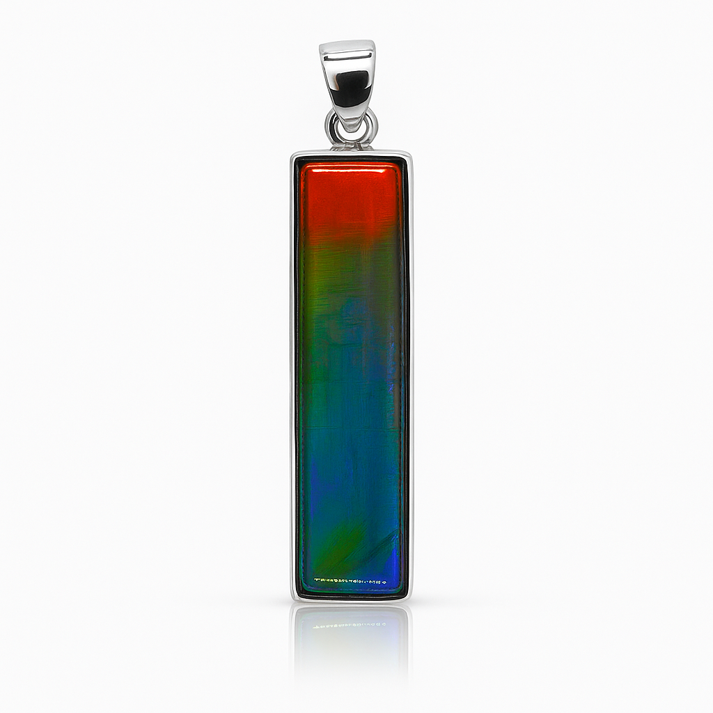 Ammolite Sterling Silver AA Rectangle Pendant
