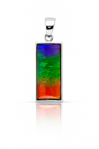 Ammolite Sterling Silver AA Rectangle Pendant
