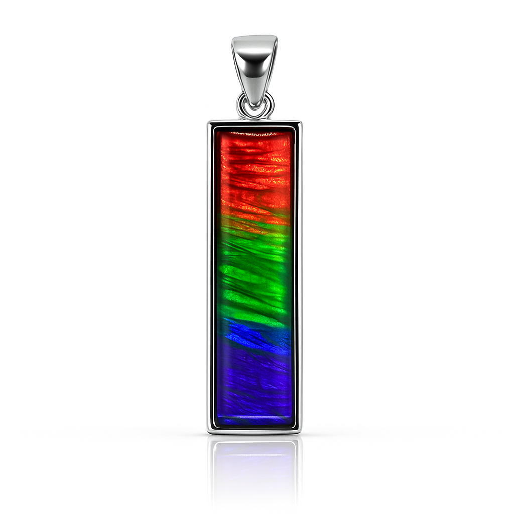 Ammolite Sterling Silver AA Rectangle Pendant