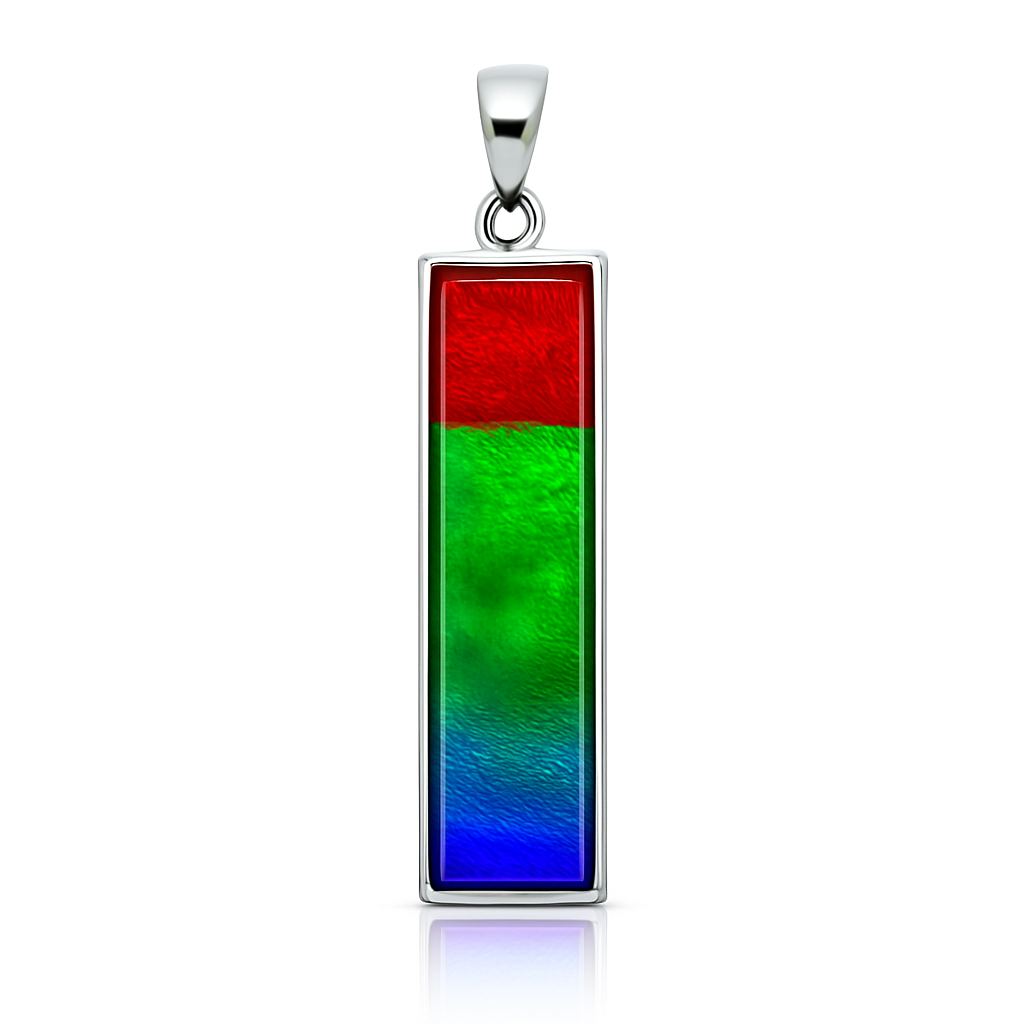 Ammolite Sterling Silver AA Rectangle Pendant