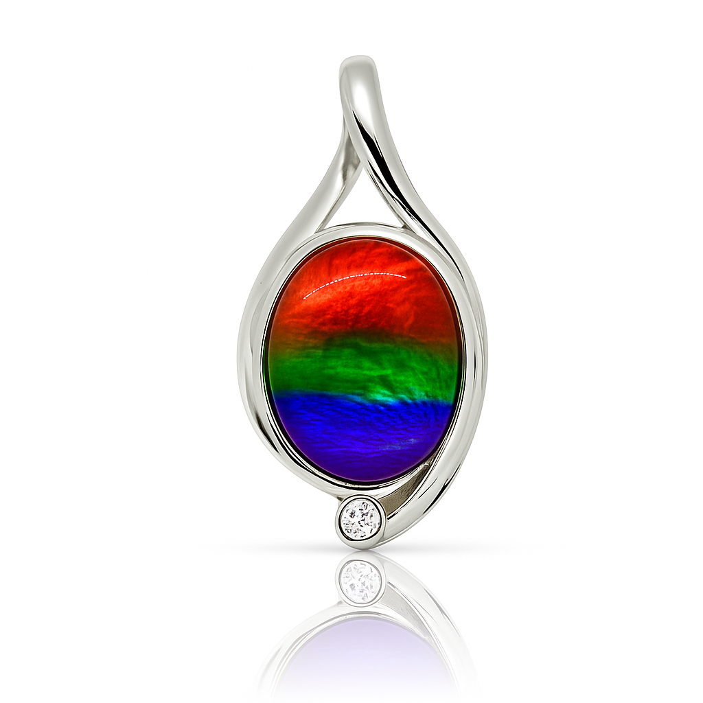 Ammolite Sterling Silver AA Oval Pendant