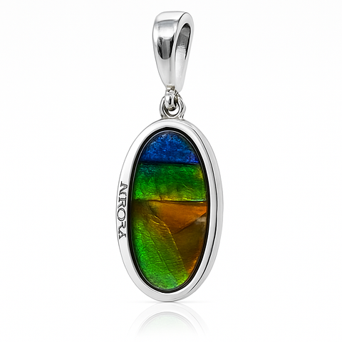 Ammolite Sterling Silver Oval Pendant