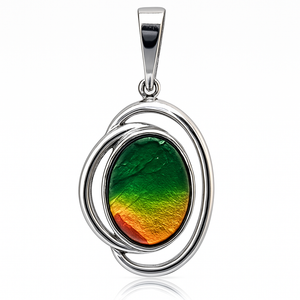 Ammolite Sterling Silver Oval Pendant