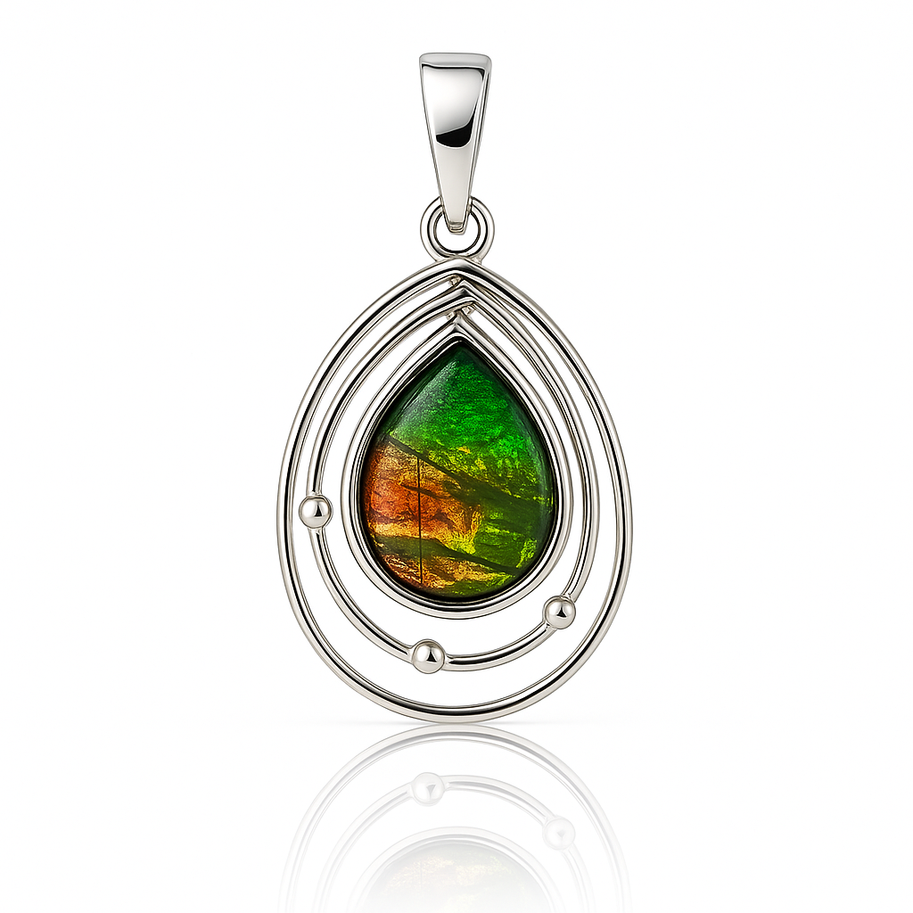 Ammolite Sterling Silver Teardrop Pendant