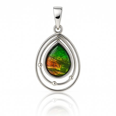 Ammolite Sterling Silver Teardrop Pendant