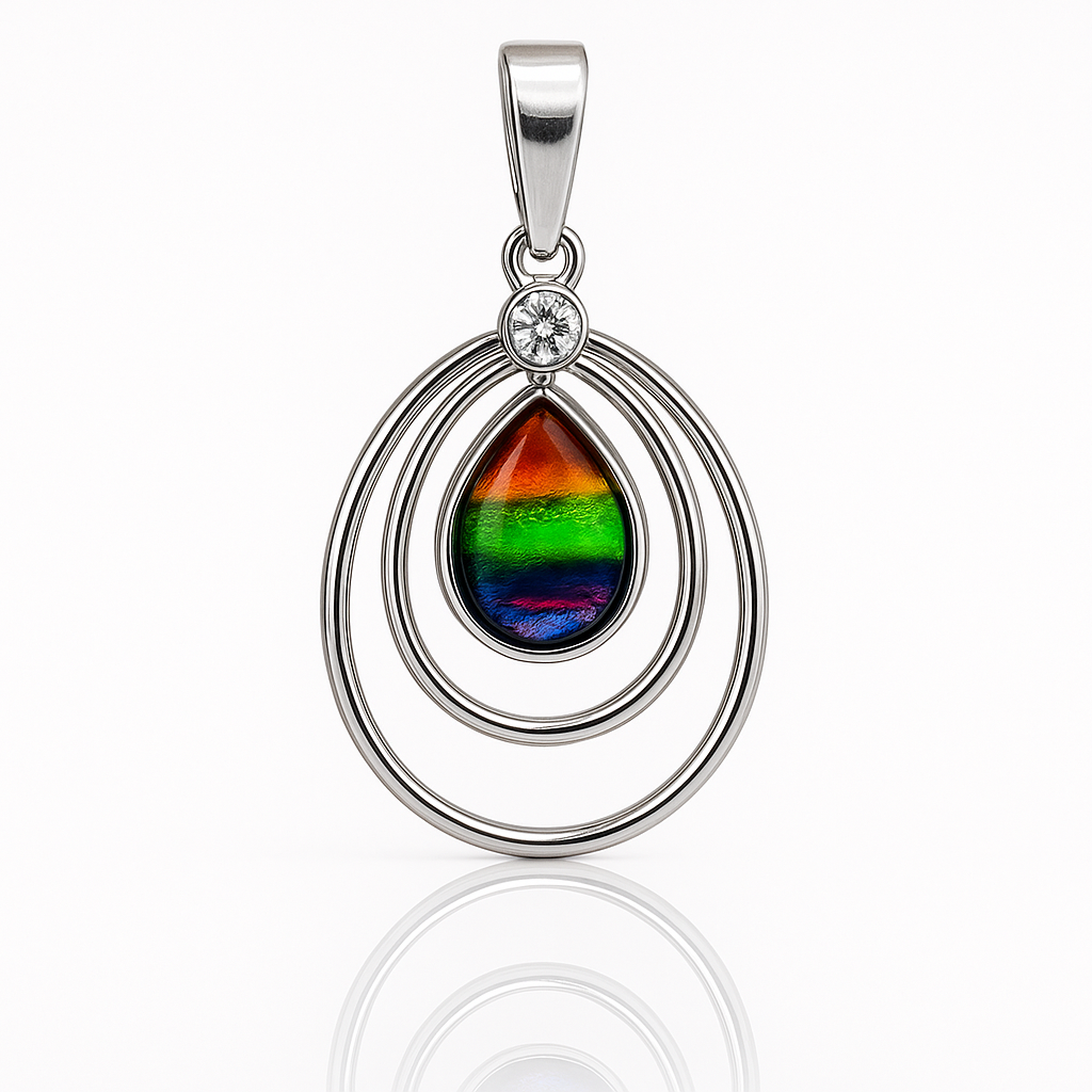 Ammolite Sterling Silver Teardrop Pendant