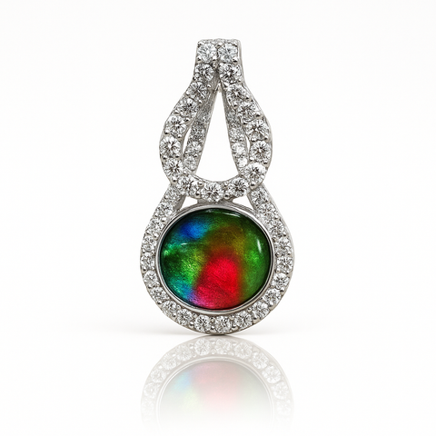 Ammolite Sterling Silver Round Pendant