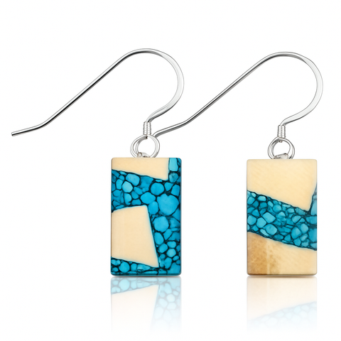 Mammoth Ivory Rectangle Turquoise Earrings