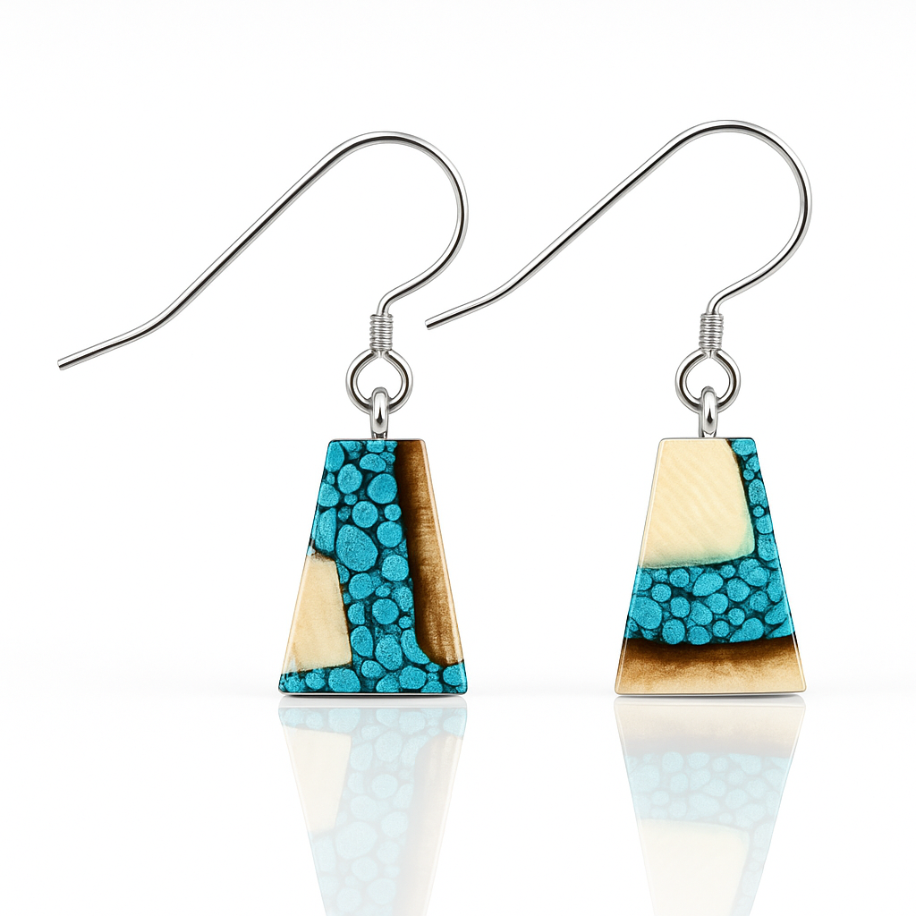 Mammoth Ivory Flare Turquoise Earrings