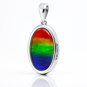 Ammolite Sterling Silver AA Oval Pendant