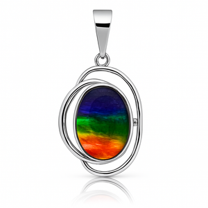 Ammolite Sterling Silver AA Oval Pendant