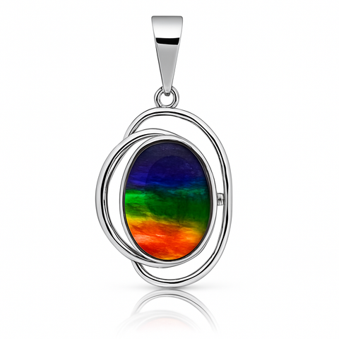 Ammolite Sterling Silver AA Oval Pendant