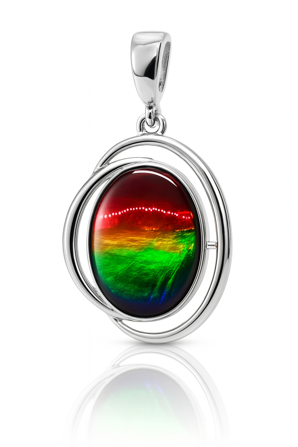 Ammolite Sterling Silver AA Oval Pendant