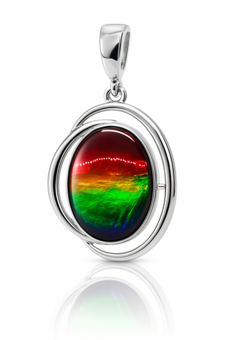 Ammolite Sterling Silver AA Oval Pendant