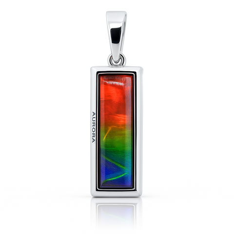 Ammolite Sterling Silver AA Grade Rectangle Pendant