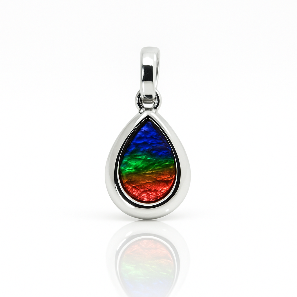 Ammolite Sterling Silver AA Teardrop Pendant